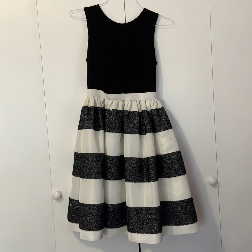 Calvin Klein fit and flare black and white knee length gown dress